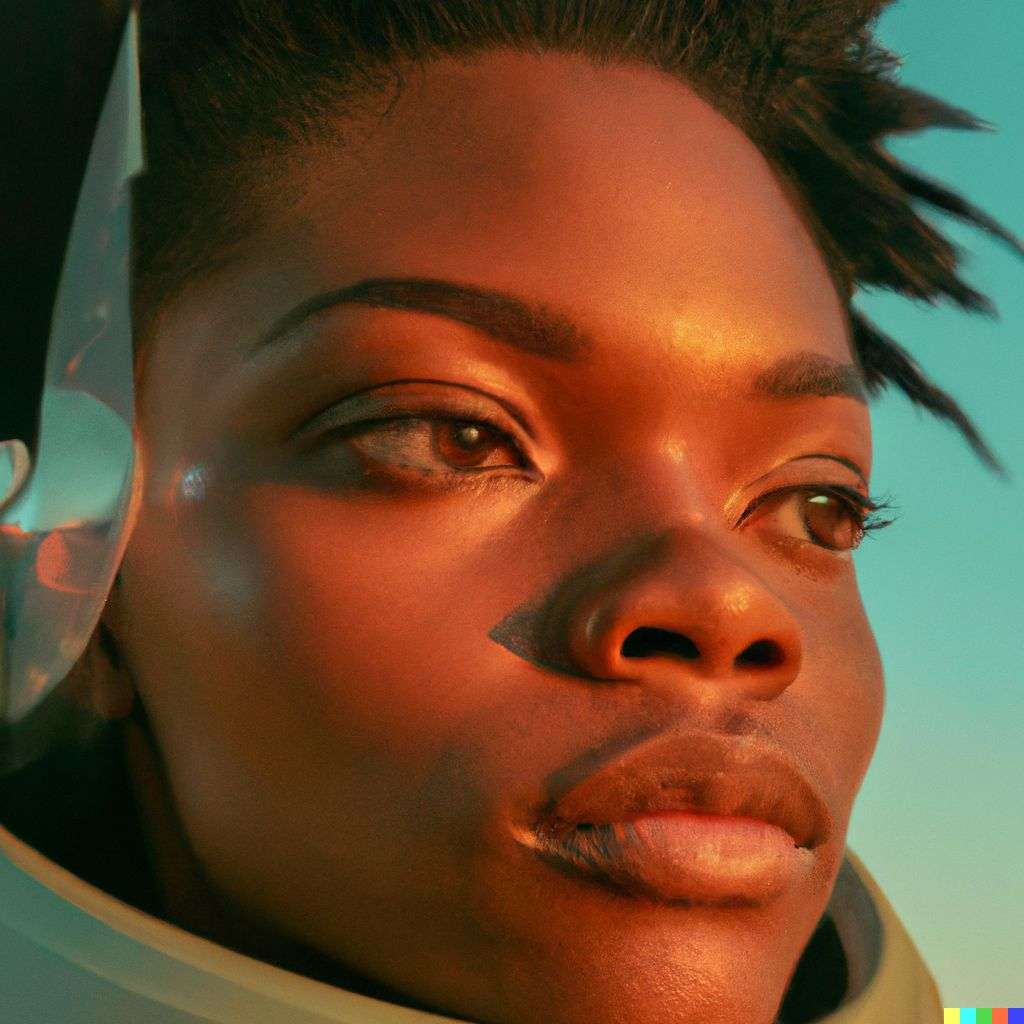 an astronaut, photograph, golden hour lighting